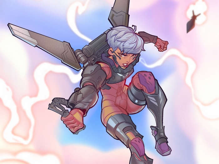 Valkyrie (Apex Legends) in action with jetpack and wings