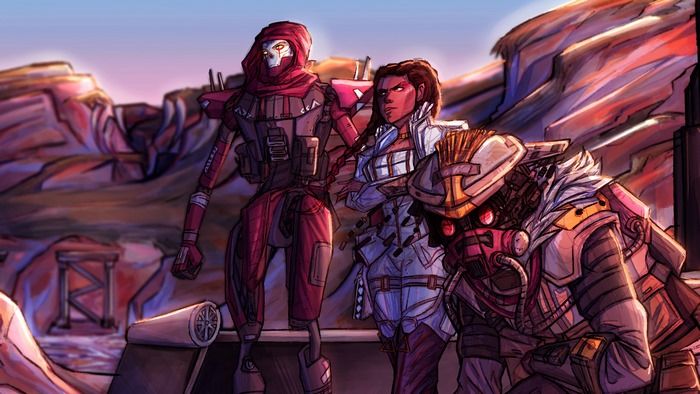 Revenant, Loba, and Bloodhound from Apex Legends
