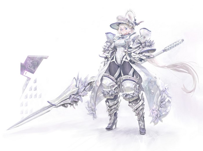 Fantasy armored warrior with a spear