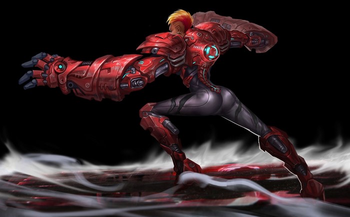 Samus Aran in a red power suit