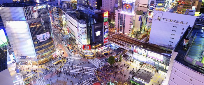 Shibuya Crossing Tokyo Cityscape at Night