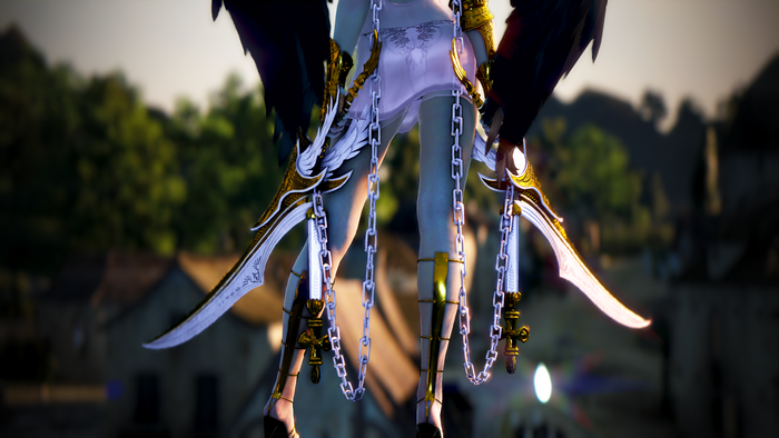 Lahn from Black Desert Online with wings and swords