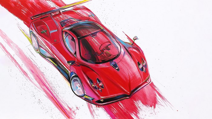 Red Pagani Zonda C12 car illustration