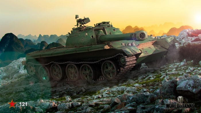 World of Tanks tank on rocky terrain