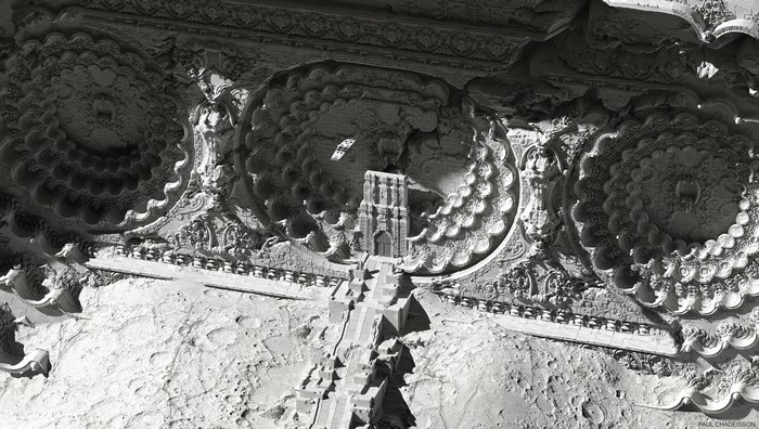 4K Artwork of a Temple on the Moon by Paul Chadeisson
