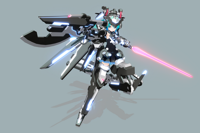 Anime girl in mecha armor with energy sword