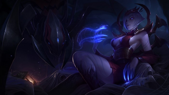 Elise from League of Legends with a spider creature