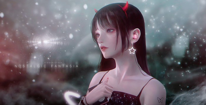 Anime girl with horns and star earring
