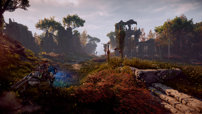 Aloy from Horizon Zero Dawn on a mount