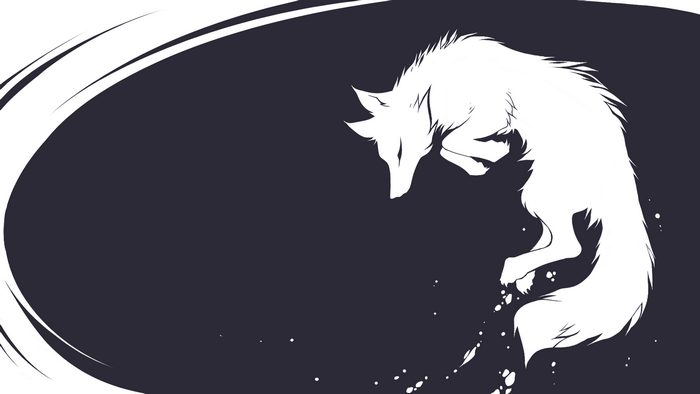 Minimalist White Fox Silhouette on Dark Background