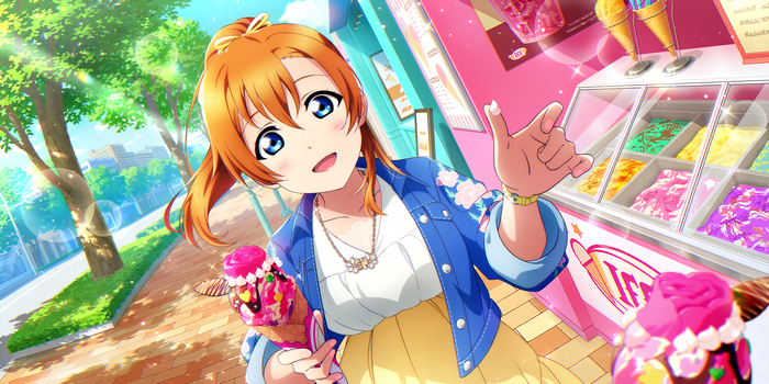 Honoka Kousaka from Love Live! Sunshine!! eating ice cream