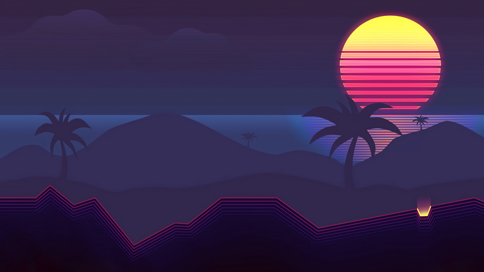 Neon Retro Wave 4K Minimalist Landscape