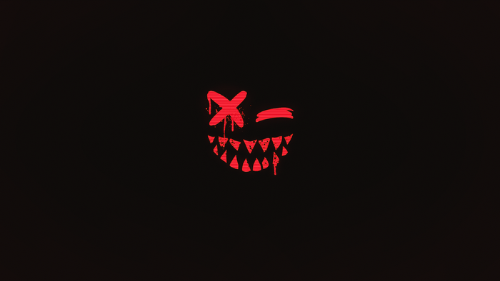 Red artistic face with a creepy smile