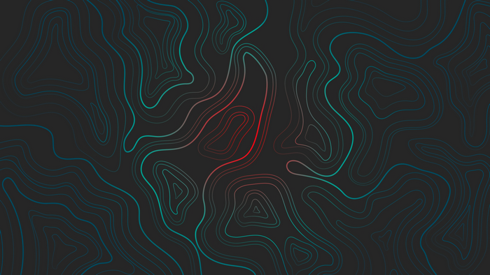 Abstract Topographic Lines with Red and Teal Gradient