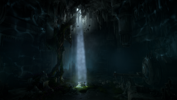Aloy from Horizon Zero Dawn in a cave