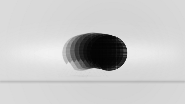 Abstract monochrome oval shapes with grid pattern