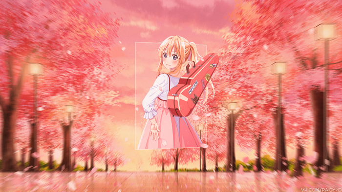 Miyazono Kaori from Shigatsu wa Kimi no Uso with a violin case