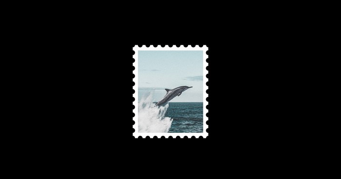 Dolphin jumping out of the water stamp