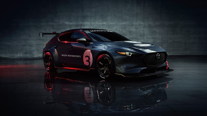 Mazda 3 TCR 2019 race car with racing decals