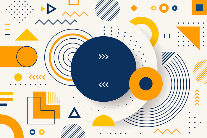 Geometric abstract art with circles and triangles