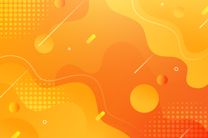 Abstract orange and yellow fluid shapes with geometric elements