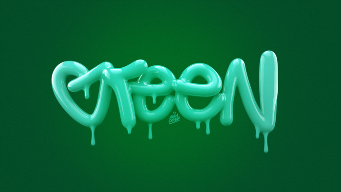 Green Dripping Text Art by Alexis Persani