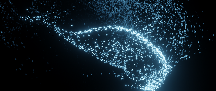 Abstract 3D floating particles in dark space
