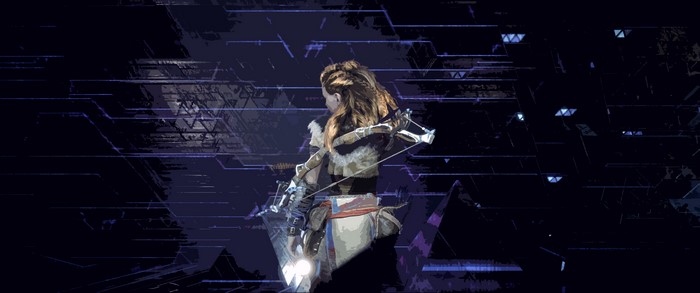 Aloy from Horizon Zero Dawn with a bow