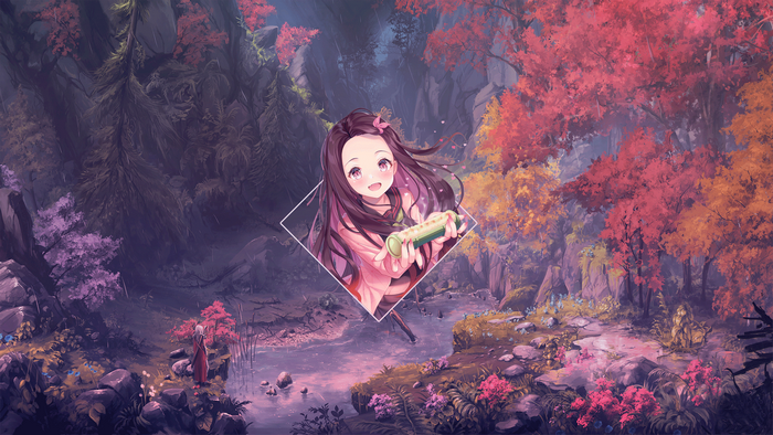 Kamado Nezuko from Kimetsu no Yaiba in a forest