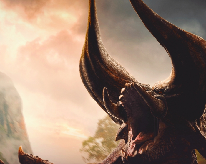 Black Diablos from Monster Hunter roaring with large horns