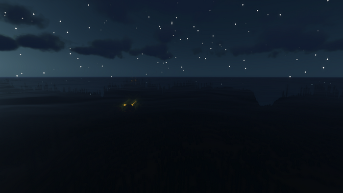 Minecraft night sky with distant lights