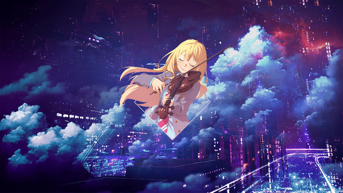 Miyazono Kaori from Shigatsu wa Kimi no Uso playing violin