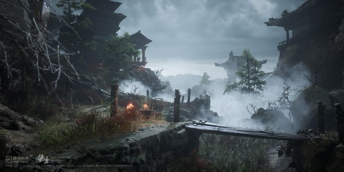 Black Myth: Wukong ruins with mist