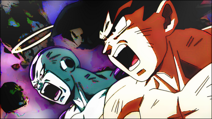 Goku and Vegeta fighting in Dragon Ball Z