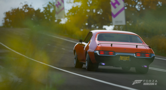 Orange 1970 Pontiac GTO Judge in Forza Horizon 4