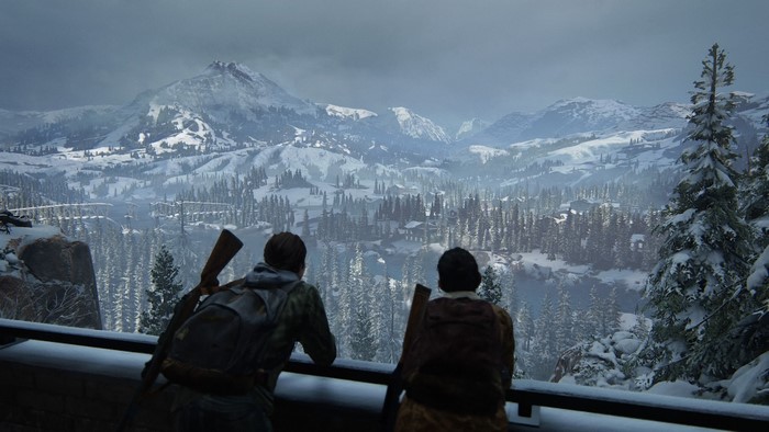 Ellie from The Last of Us Part II in a snowy landscape