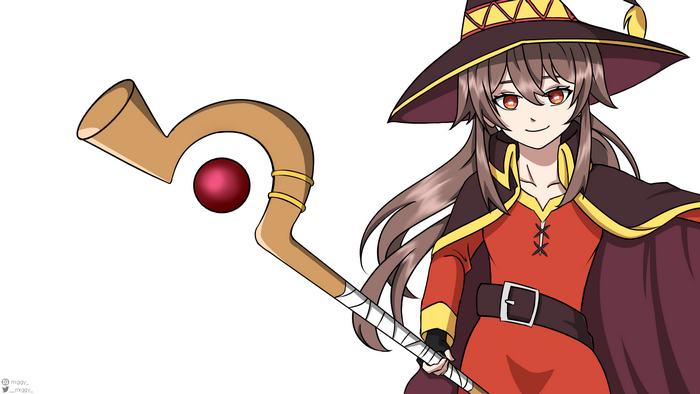 Megumin from KonoSuba holding a staff