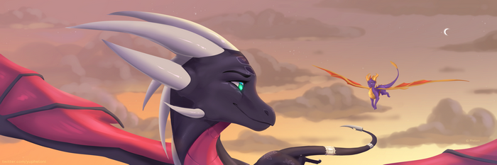 Cynder and Spyro from The Legend of Spyro: Dawn of the Dragon