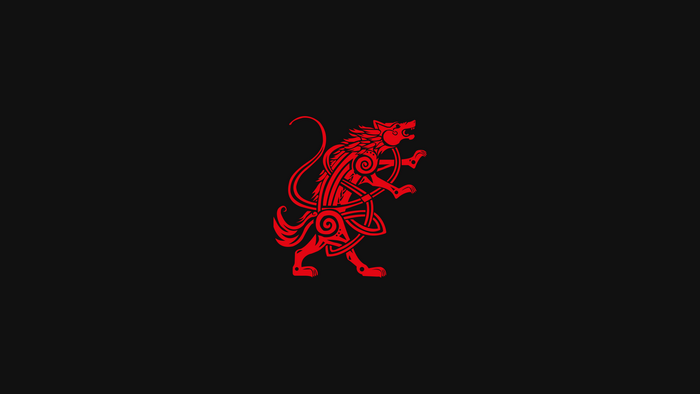 Red Fenrir Wolf in Celtic Knot Style
