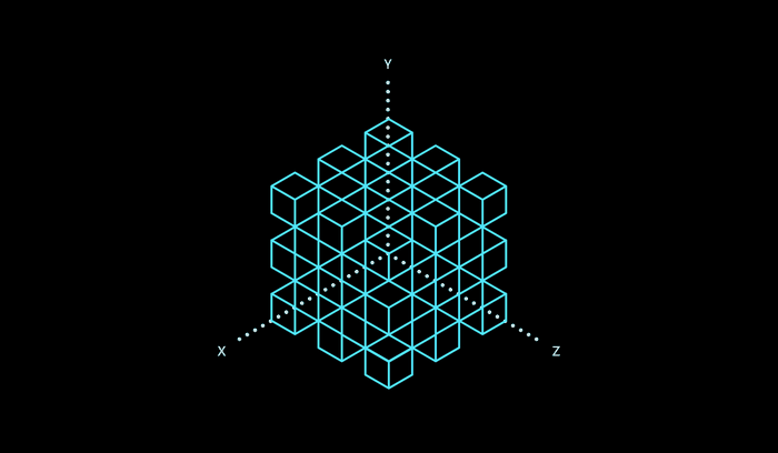 3D Cube Structure with XYZ Axes