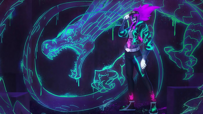 Akali K/DA Neon Dragon 4K