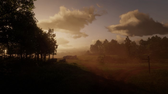 Red Dead Redemption 2 landscape at sunset