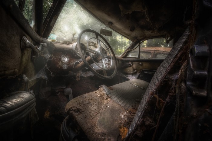 Interior of an old abandoned car