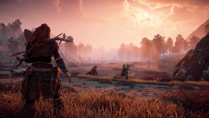 Aloy from Horizon: Zero Dawn in a landscape