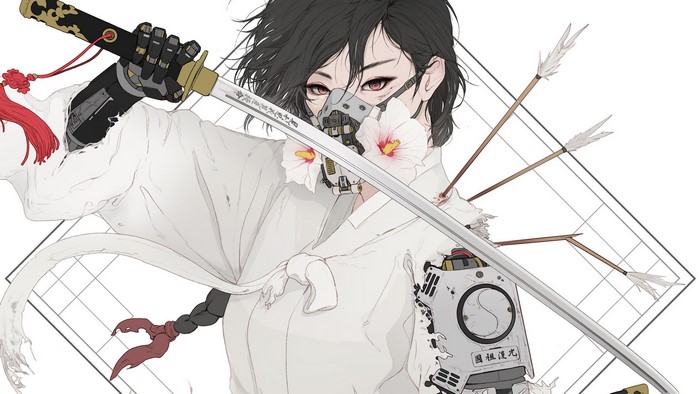 Artwork by Park JunKyu: Cyborg Woman with Sword