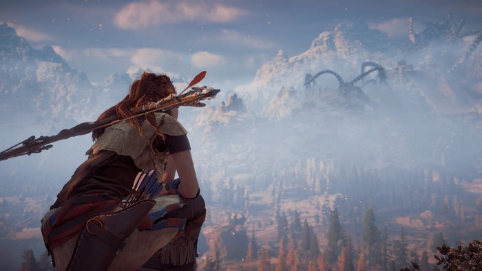 Aloy from Horizon Zero Dawn with bow and arrow