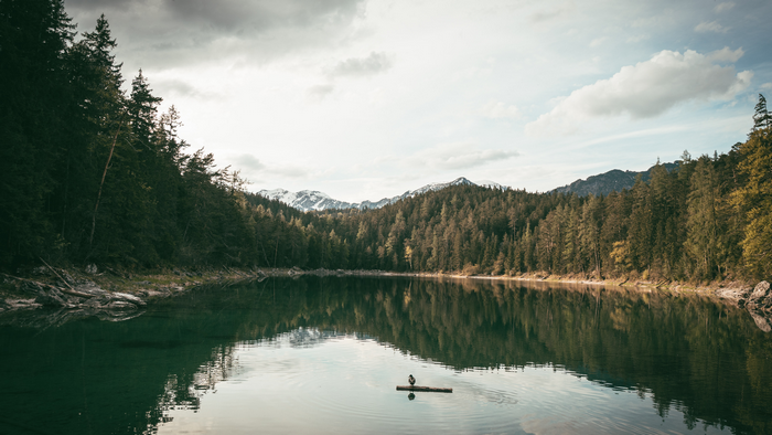 Lake with forest and mountains in Germany