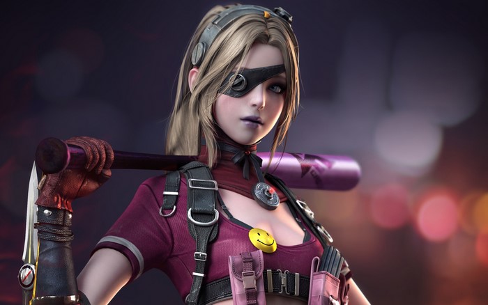 4K artwork of a woman from CrossFire with a baseball bat