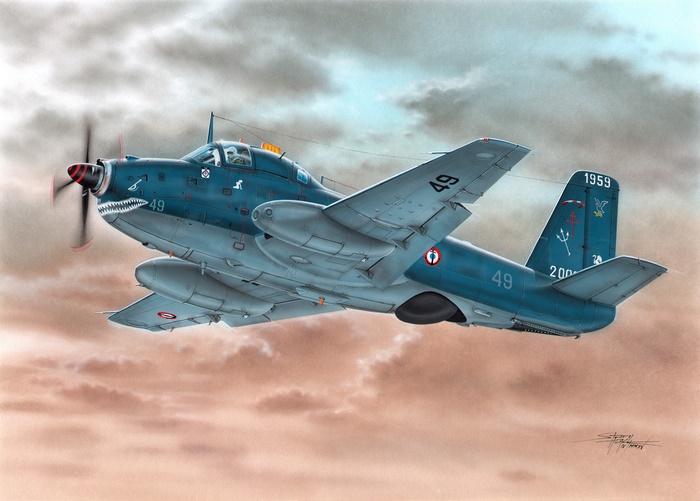 Bréguet 1050 Alizé anti-submarine warfare aircraft in flight