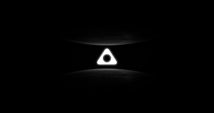 Minimalist triangle logo on dark background